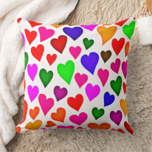 Vibrant Multicolor Heart Pattern Cushion