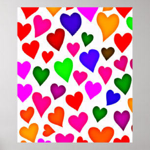 Vibrant Multicolor Heart Pattern Poster