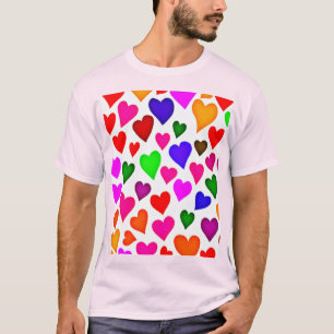 Vibrant Multicolor Heart Pattern T-Shirt