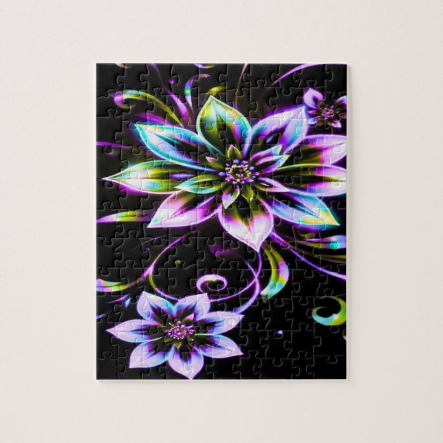 Vibrant Multicolor Hibiscus Floral Accessor Jigsaw Puzzle (Vertical)