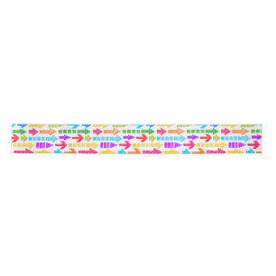Vibrant Multicolor Modern Geometric Arrow Pattern Satin Ribbon