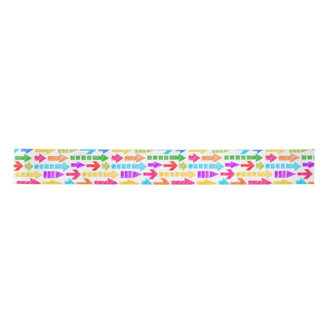 Vibrant Multicolor Modern Geometric Arrow Pattern Satin Ribbon (Front)