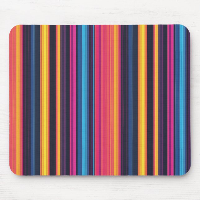 Vibrant Multicolor Stripe Modern Abstract Pattern Mouse Mat (Front)