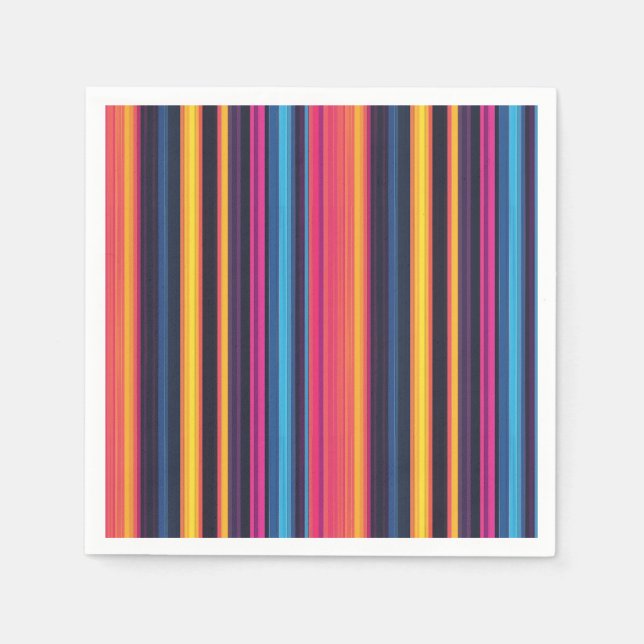 Vibrant Multicolor Stripe Modern Abstract Pattern Napkin (Front)