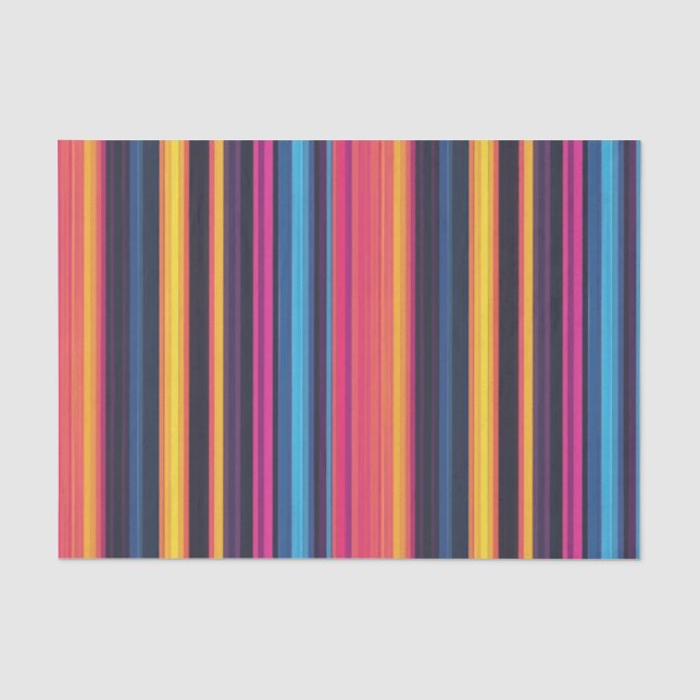 Vibrant Multicolor Stripe Modern Abstract Pattern Tissue Paper (Front)
