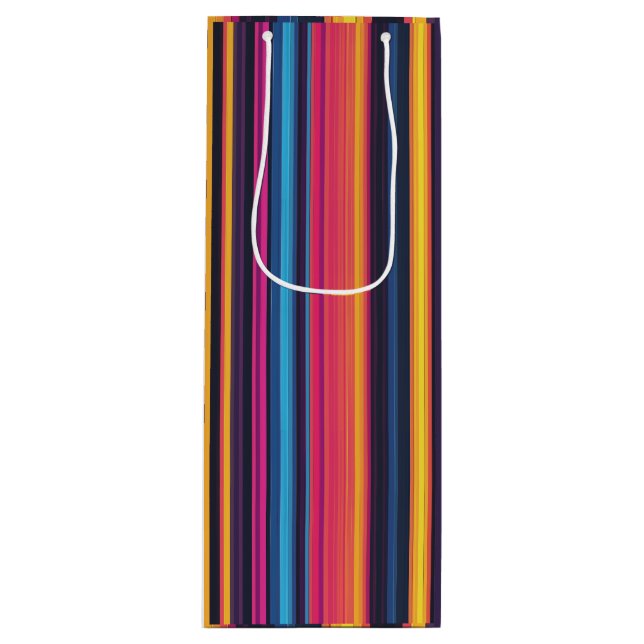 Vibrant Multicolor Stripe Modern Abstract Pattern Wine Gift Bag (Front)
