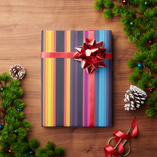 Vibrant Multicolor Stripe Modern Abstract Pattern Wrapping Paper