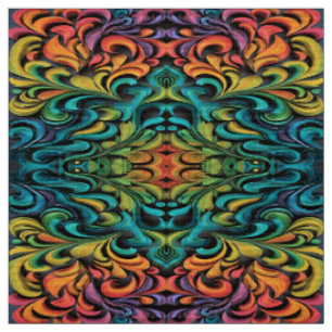 Vibrant Multicolor Swirl Art Fabric