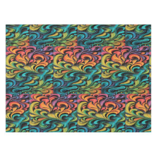 Vibrant Multicolor Swirl Art Tablecloth