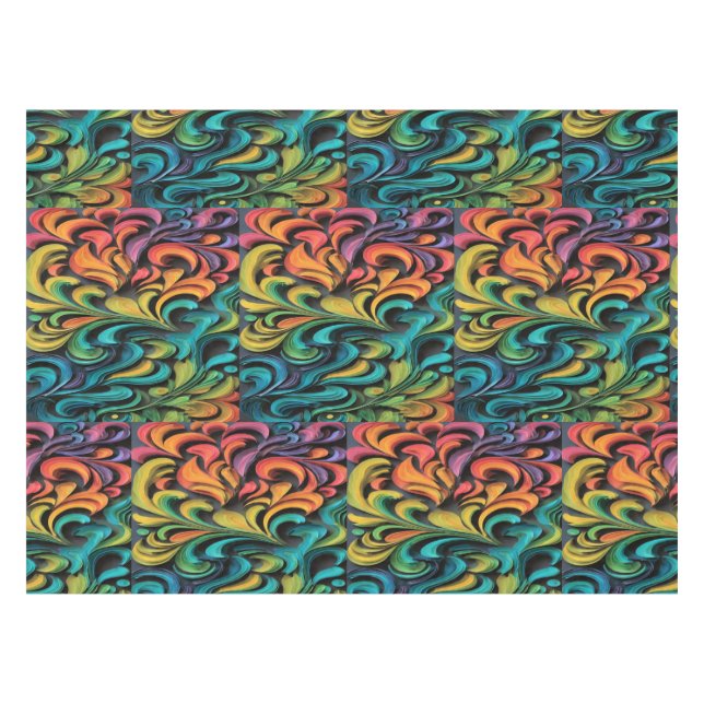 Vibrant Multicolor Swirl Art Tablecloth (Front (Horizontal))