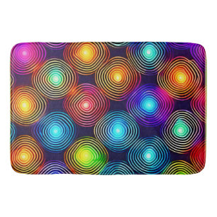 Vibrant Multicolored Abstract Spiral Art Bath Mat