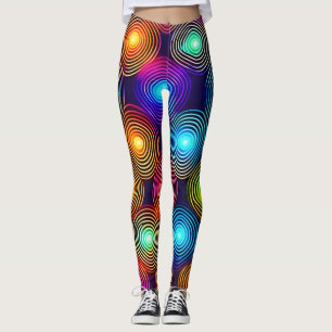 Vibrant Multicolored Abstract Spiral Art Leggings