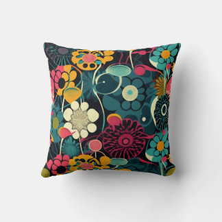 Vibrant Multicolored Flowers Cushion