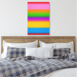 Vibrant Multicolour Rainbow Gradient Stripes Canvas Print