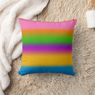 Vibrant Multicolour Rainbow Gradient Stripes Cushion