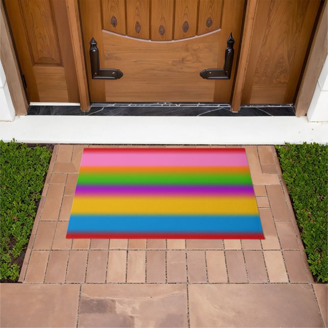 Vibrant Multicolour Rainbow Gradient Stripes  Doormat (Outdoor)