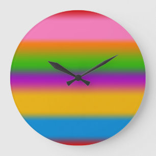 Vibrant Multicolour Rainbow Gradient Stripes Large Clock