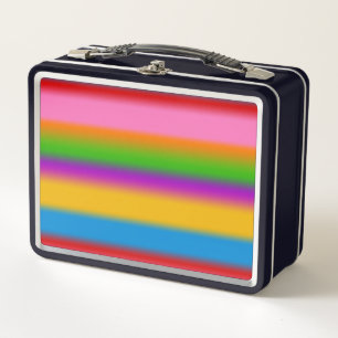 Vibrant Multicolour Rainbow Gradient Stripes Metal Lunch Box