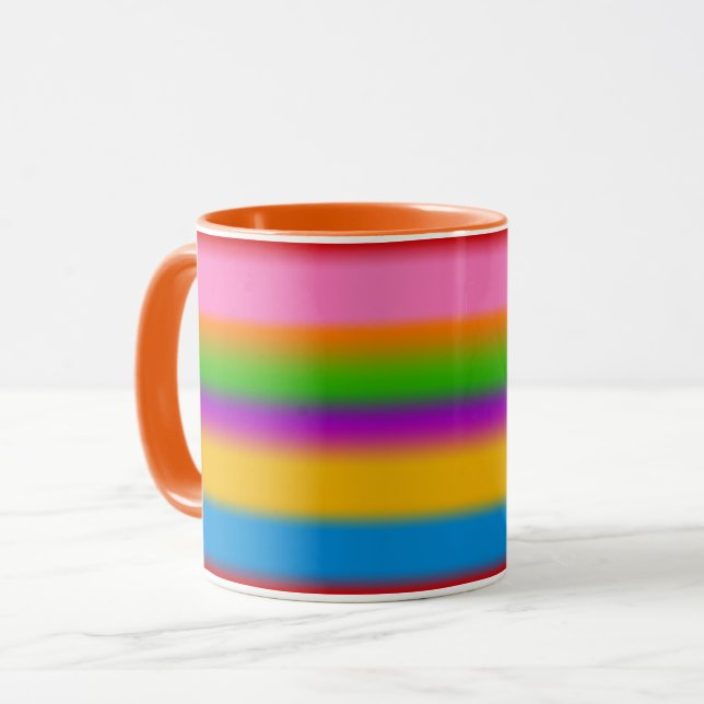 Vibrant Multicolour Rainbow Gradient Stripes  Mug (Front Left)