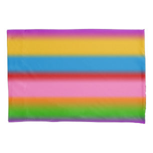 Vibrant Multicolour Rainbow Gradient Stripes Pillowcase