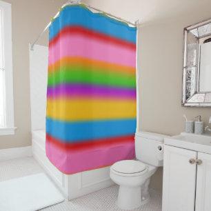 Vibrant Multicolour Rainbow Gradient Stripes Shower Curtain