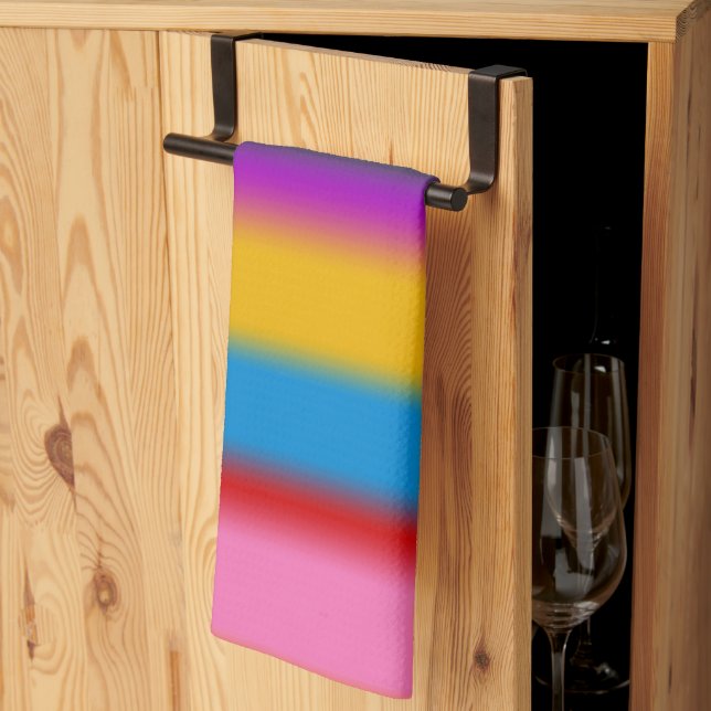 Vibrant Multicolour Rainbow Gradient Stripes  Tea Towel (Thirds Fold)
