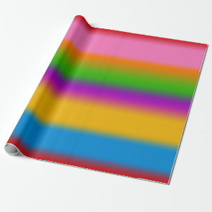 Vibrant Multicolour Rainbow Gradient Stripes Wrapping Paper