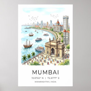 Vibrant Mumbai Wall Art - Colorful Gateway of