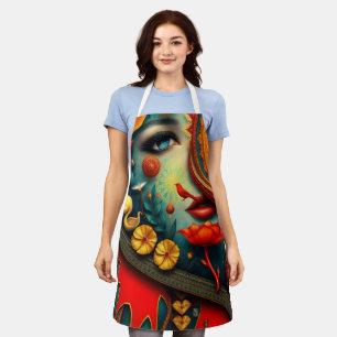 vibrant murals interwoven with intricate abstract  apron