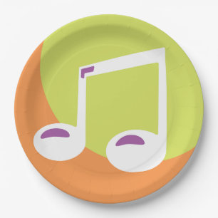 Vibrant Musical Note Double Eighth Paper Plate