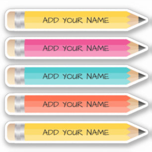 Vibrant Name Pencil Sticker Custom-Cut Vinyl