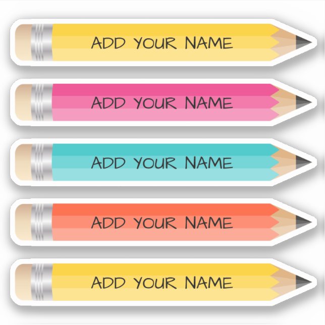 Vibrant Name Pencil Sticker Custom-Cut Vinyl (Front)