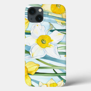 Vibrant Narcissus Watercolor Pattern in Yellow iPhone 13 Case