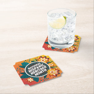 Vibrant National Hispanic Heritage Month Paper Coaster