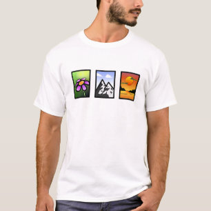 Vibrant nature art- flower, mountain, sunset T-Shirt