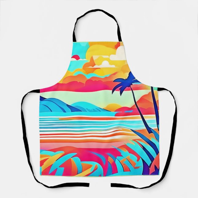 Vibrant Nature Cartoon Art Apron (Front)