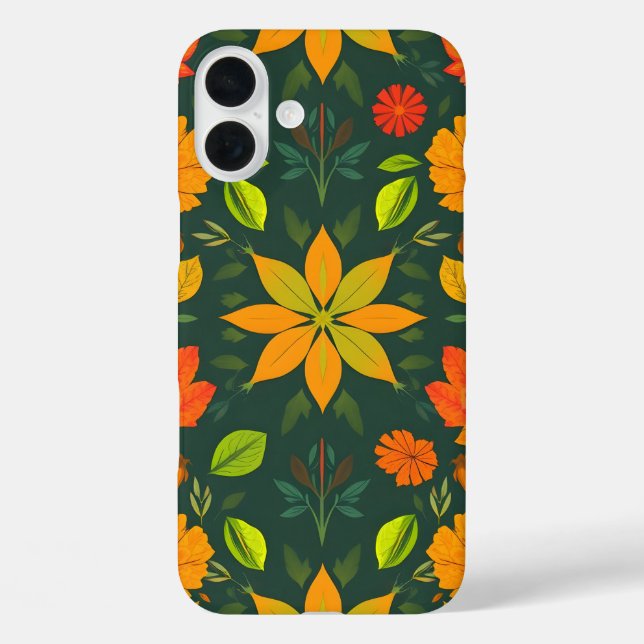 Vibrant Nature iPhone16 Case - Seamless Pattern De (Back)