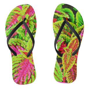 Vibrant Nature Leaves Pattern Flip Flops