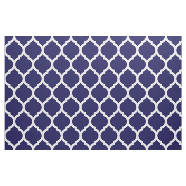 Vibrant Navy Blue Moroccan Quatrefoil Pattern Fabric (Fat Quarter)