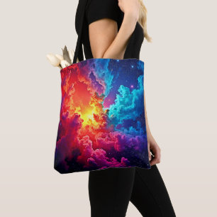 Vibrant Nebula Art: Cosmic Color Art Tote Bag