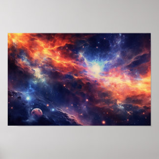 Vibrant Nebula Galaxy Art — Colourful Cosmic Space Poster