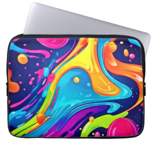 Vibrant Neon Abstract Art Splash Laptop Sleeve