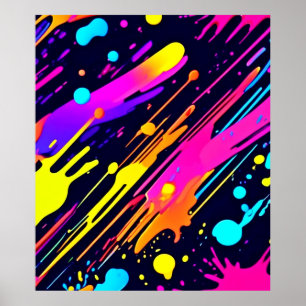 Vibrant Neon Abstract Colour Splash Design Poster