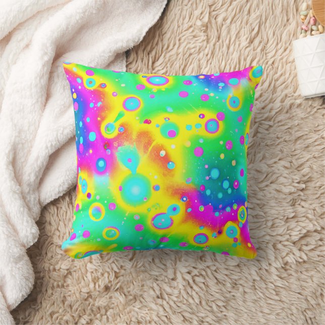 Vibrant Neon Blaze Pattern Cushion (Blanket)