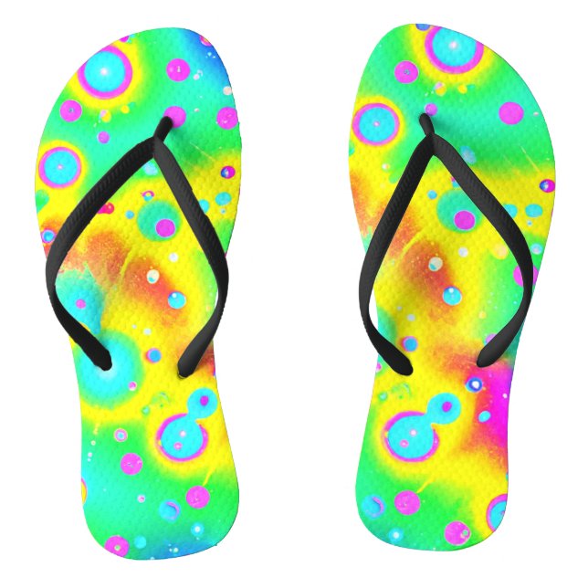 Vibrant Neon Blaze Pattern Flip Flops (Footbed)