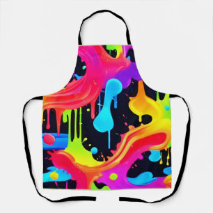 Vibrant Neon Colour Splash Art Apron