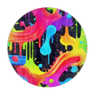 Vibrant Neon Colour Splash Art Cutting Board