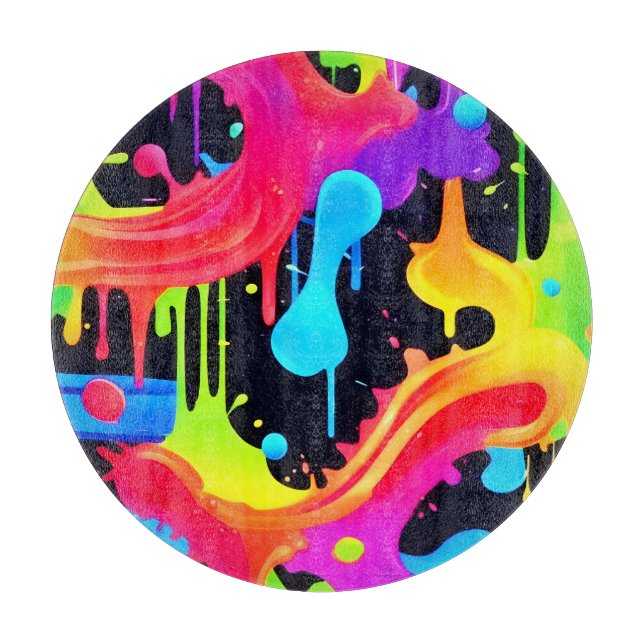 Vibrant Neon Colour Splash Art Cutting Board (Front)