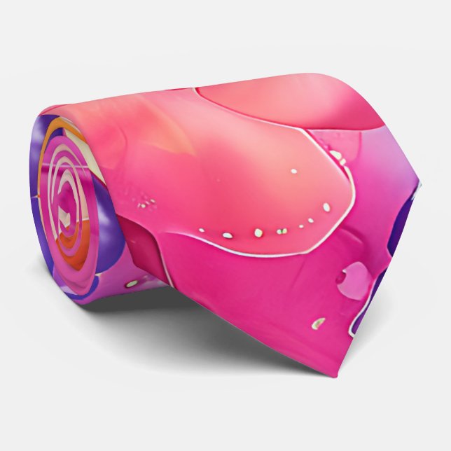 Vibrant neon colourful pink yellow  rainbow hippie tie (Rolled)