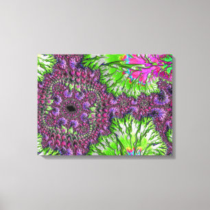 Vibrant Neon Colourful Trippy Groovy Fractal Art Canvas Print